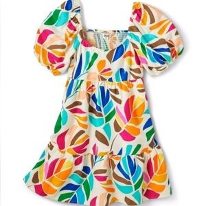 Tabitha Brown×Target multicolor botanical puff sleeve smocked midi dress 3X